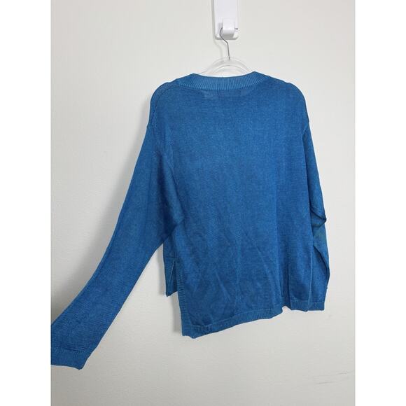 Alain Manoukian Italy Teal Viscose Sweater Womens Medium Blue Knit Elevated Chic - Picture 2 of 12
